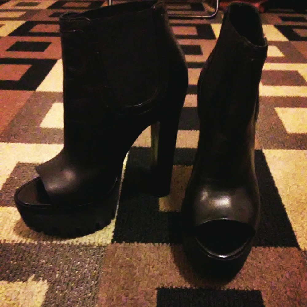 Versace peep toe platform boots